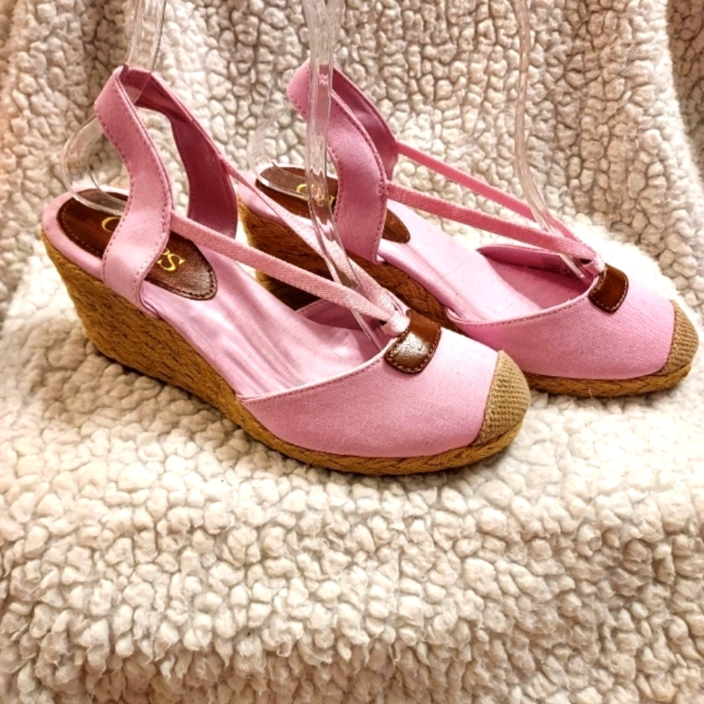 Chaps Clarissa Espadrille Wedge Sandals Pink 6.5